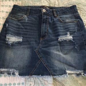 Wax jean ripped skirt